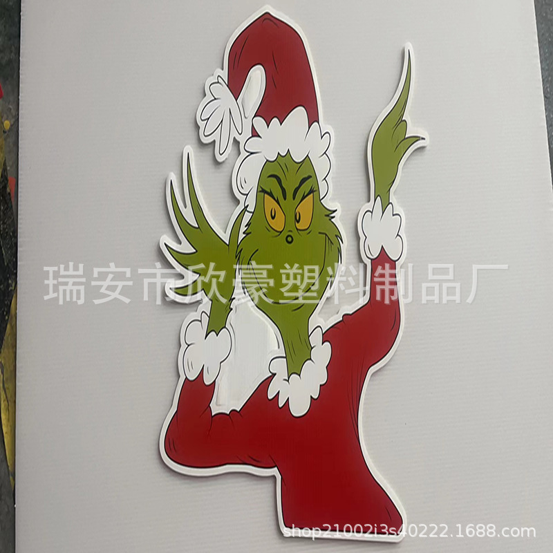 定 制2024新款圣诞节圣诞庭院插牌 圣诞节围栏栅栏偷窥塑料装饰品