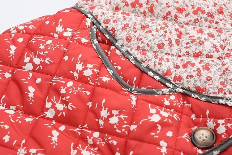 Women's Floral Cotton Winter Coat With Lapel Collar British Style_voghion.com