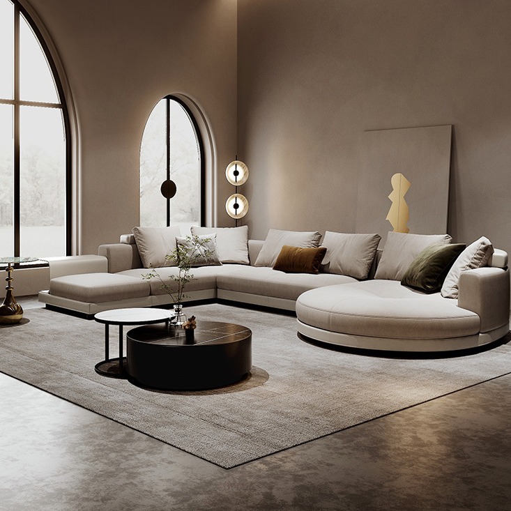 Semicircular compuesto de tela gran piso plano área de villa sala de modelo de departamento de ventas área de espera del hotel sofá compuesto de escuela