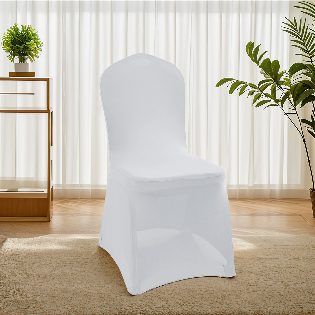 Ventas transfronterizas de seda de leche elástica banquete cuadrangular cubierta de silla de esquina general restaurante hotel cubierta de silla de boda de color sólido