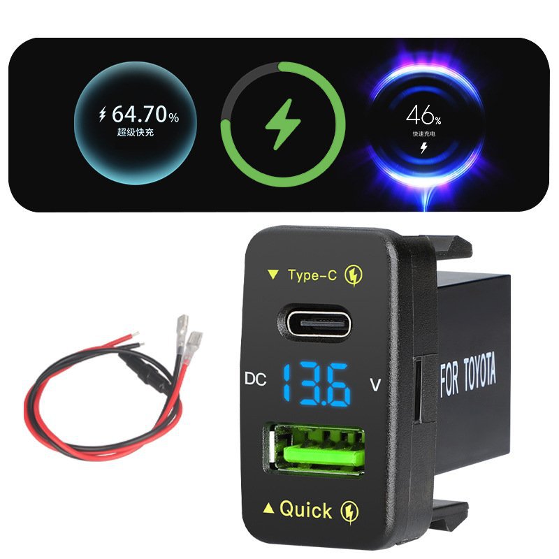 New Car USB Charger 66W Super Fast Charging 12-24V Rv Truck Modified Type-C Interface Flash Charging