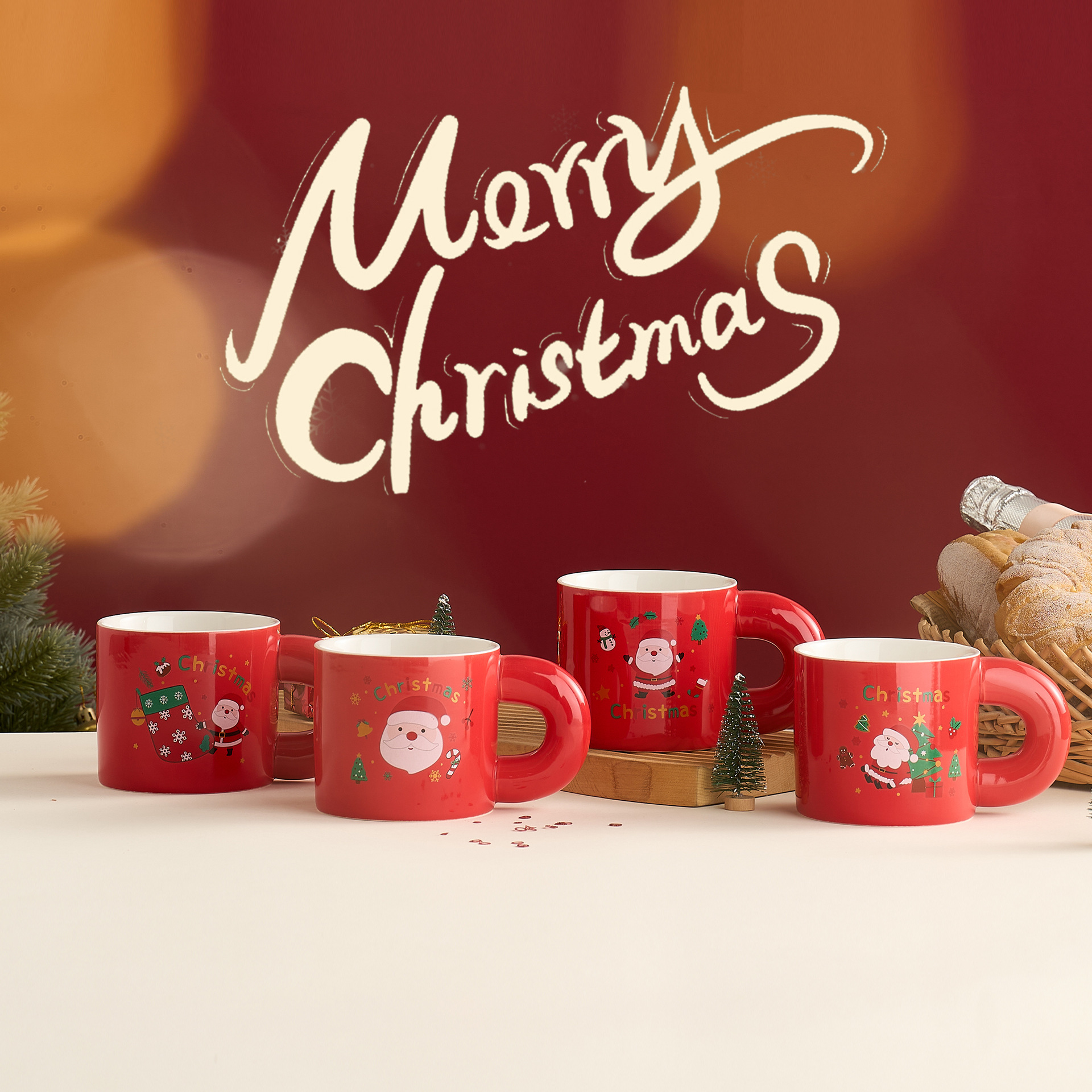 Regalos navideños, tazas de agua, tazas de souvenirs, dibujos animados creativos transfronterizos, tazas de Santa, tazas de cerámica