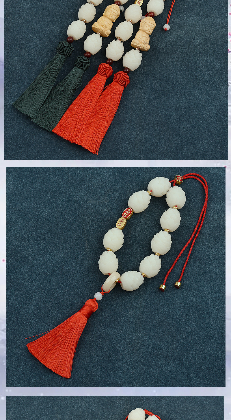 High-end Boxwood Small Buddha Lotus Car Pendant Rearview Mirror