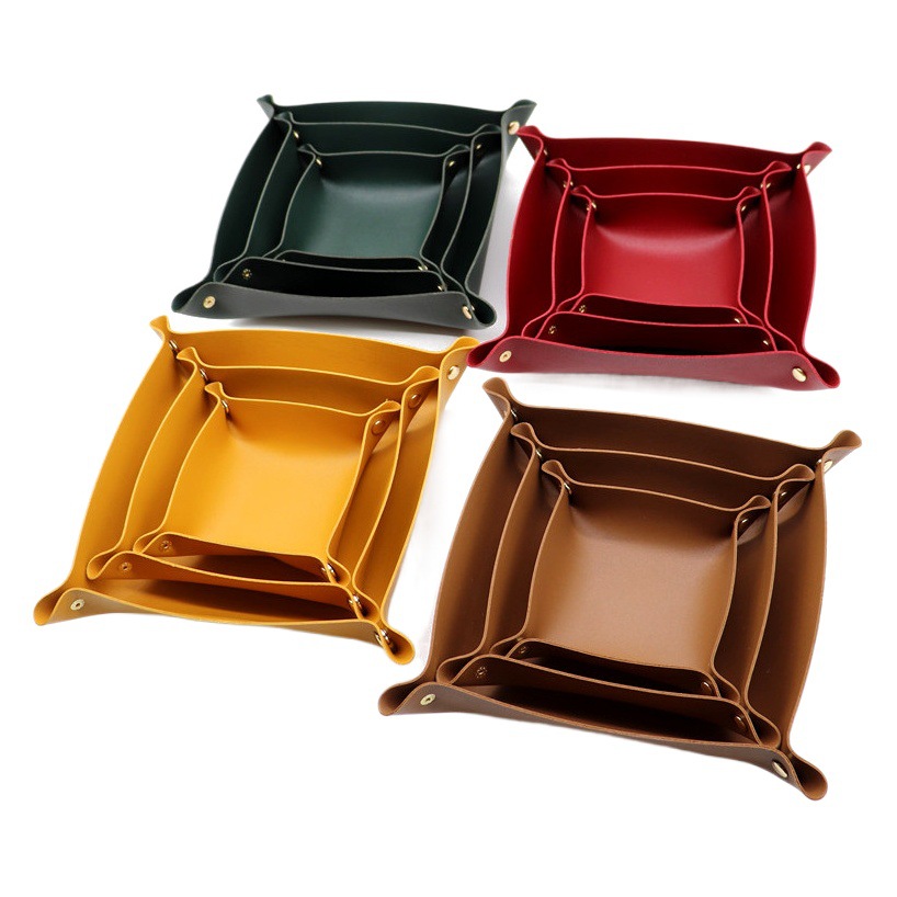 Bandeja de Almacenamiento de Escritorio de Cuero, Caja de Almacenamiento de Cosméticos y Joyas de Gran Capacidad, Caja de Almacenamiento para Entrada, Joyero, Accesorios