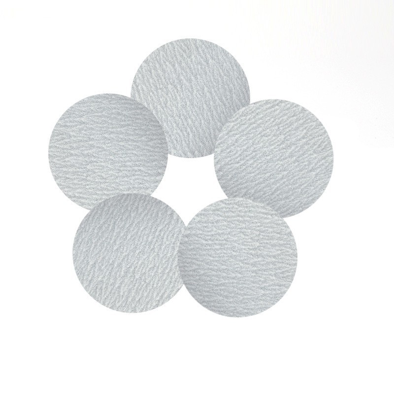 圆盘砂纸 背绒片 白色植绒砂片 圆片 植绒砂纸 5寸125mm 干磨砂纸