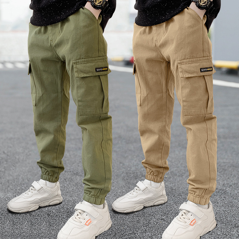 Brand Boys' Work Pants Cotton Spring Autumn Korean Version Of Children's Clothing Autumn Dress Thick Pants Children's Sports Casual Autumn Pants