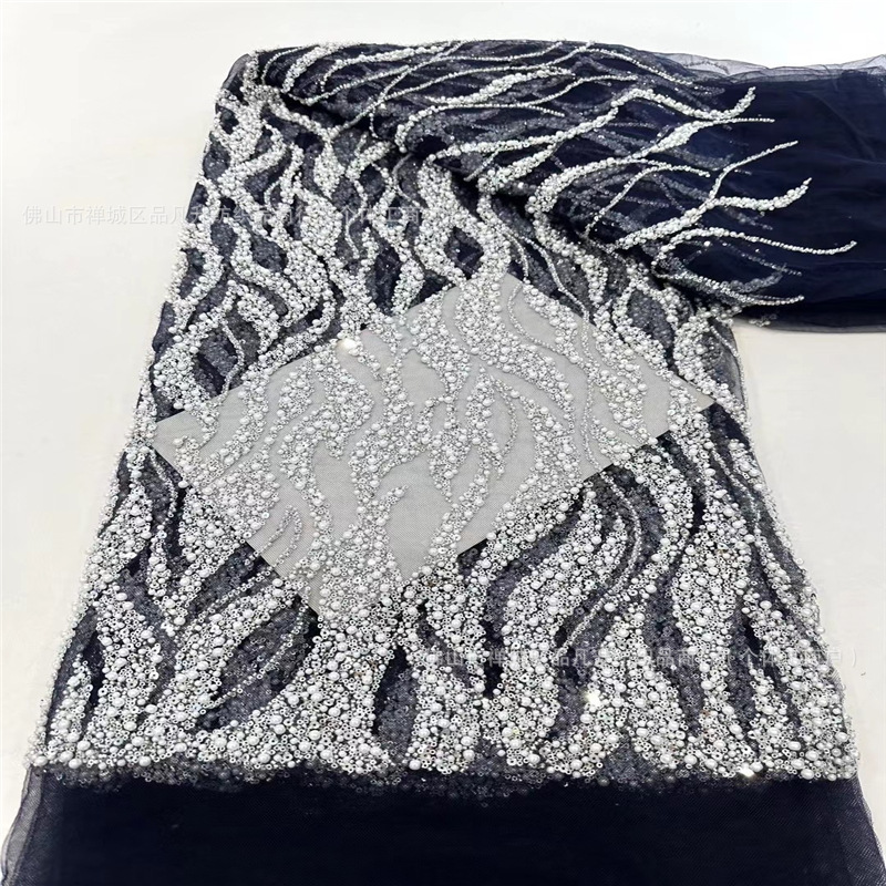 Tubo de bordado de perlas espuma tela de encaje tela de perlas clavos vestido de boda vestido de cena vestido de ceremonia tela