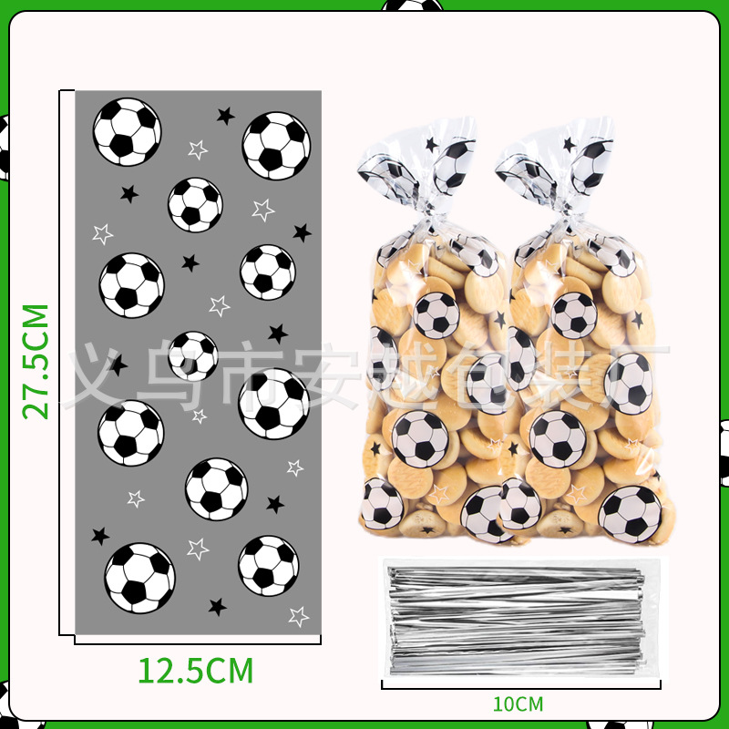 Nueva Copa del Mundo de fútbol Tema de cumpleaños bolsa de dulces de fútbol deportes OPP boca plana regalo de celofán bolsa de dulces