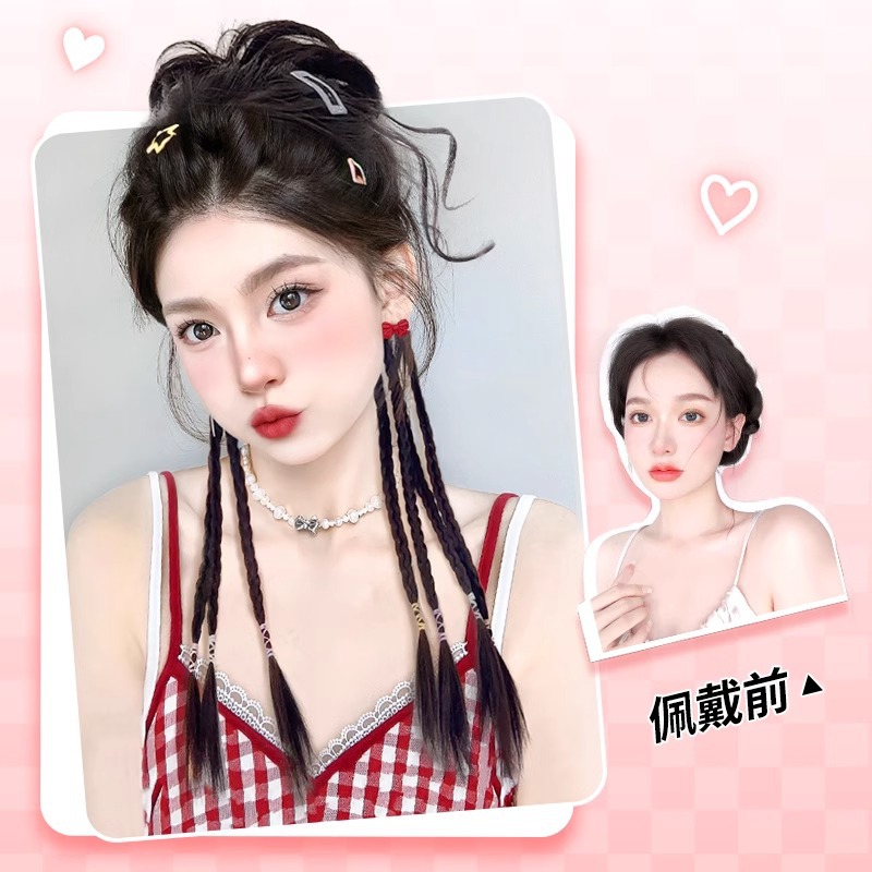 Paluca de cabeza pelucón pelucón anillo de cabello esponjoso brotes de flores naturales cabeza de barba de dragón cabeza de bola media atada trenza de boxeo