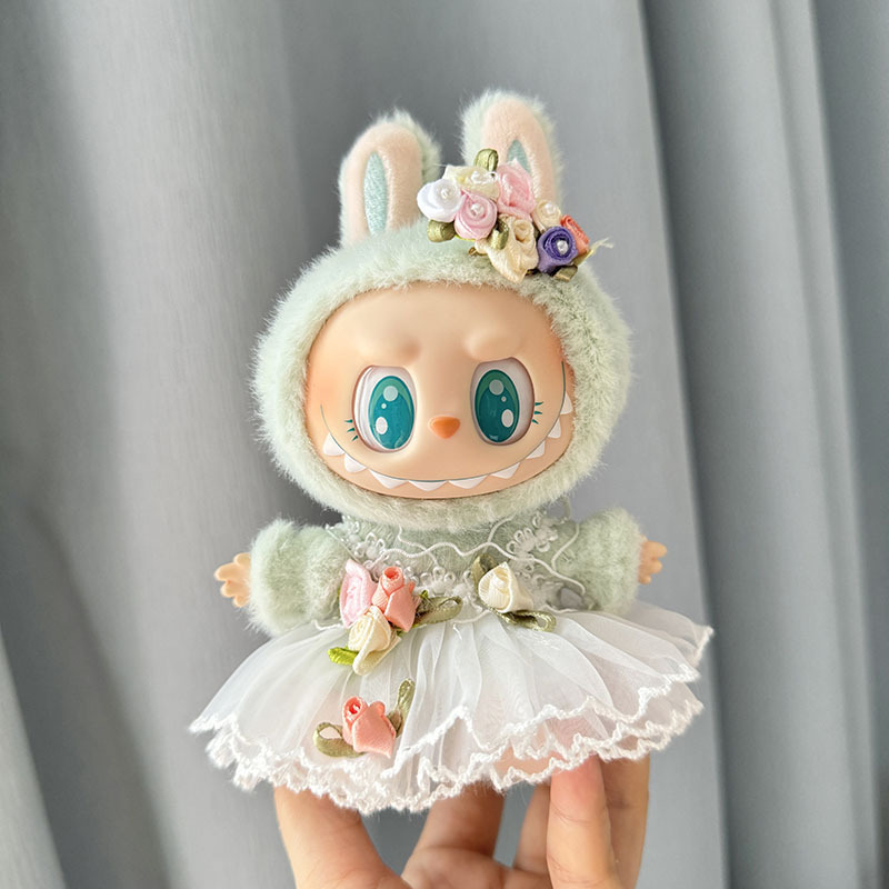 仅衣服] 二代盲盒Labubu衣服搪胶脸挂件拉布布坐坐派对潮流背带裤|undefined