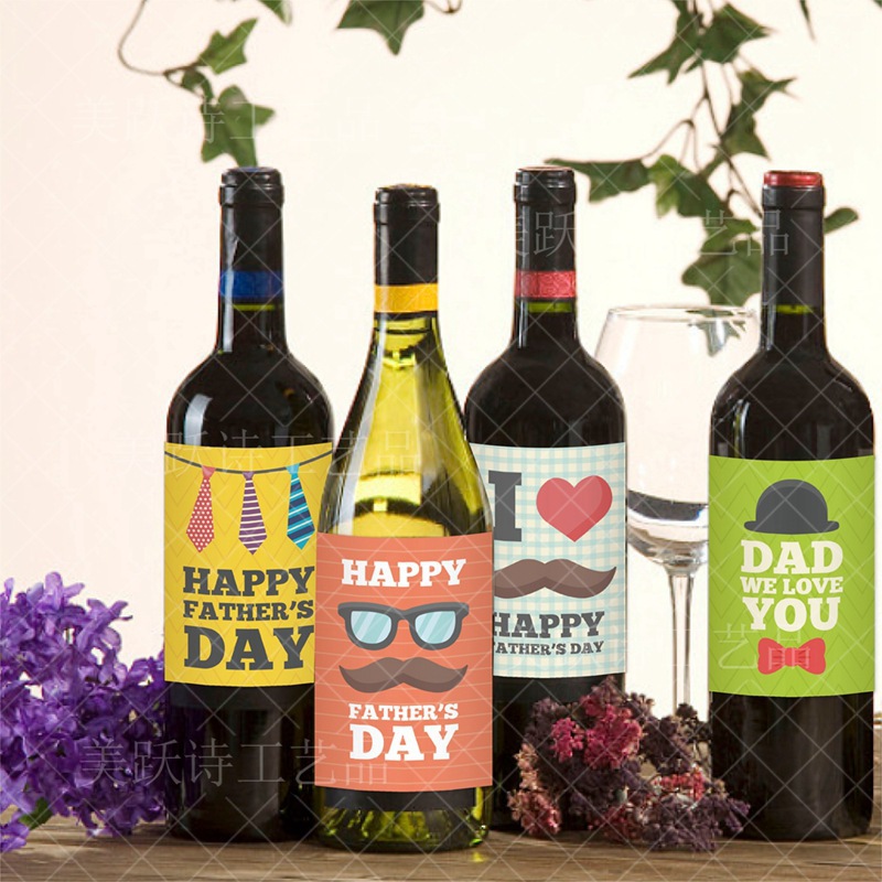 Europa y América Nueva decoración del partido del Día del Padre botella de vino pegatinas papá cumpleaños arreglo botella de bebida botella de vino etiqueta