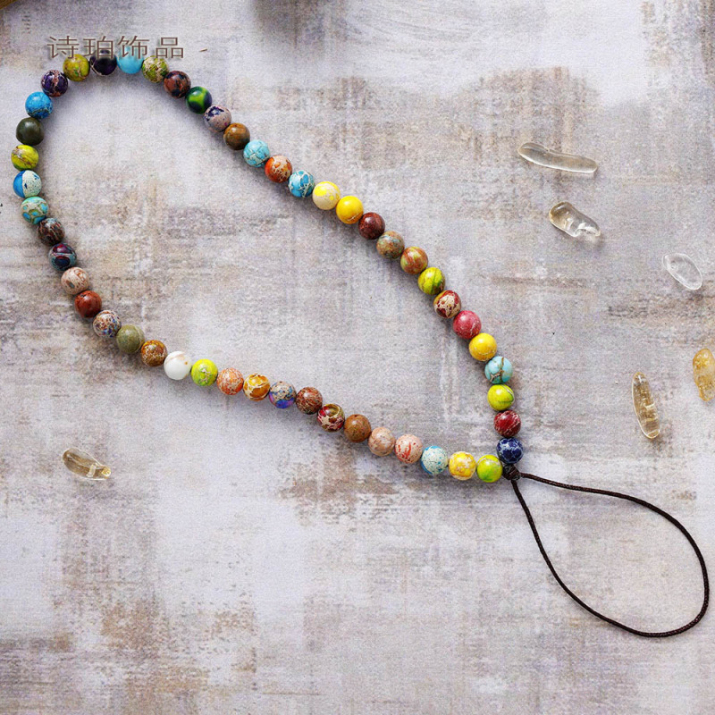 Versatile Crossbody Strap Phone Lanyard Ins-Style Niche Blogger Rainbow Handmade Natural Stone Beaded Crystal Phone Chain
