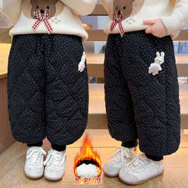 韩版童装碎花束腿夹棉裤女宝宝宽松加厚萝卜裤长裤洋气儿童裤子潮