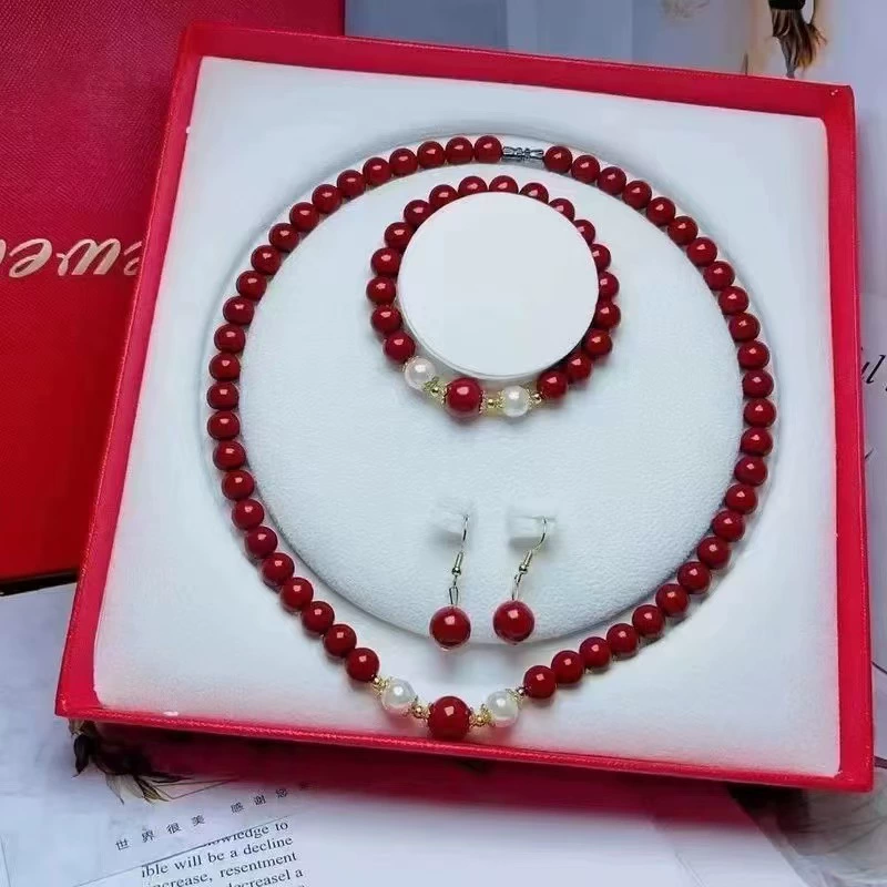 Киноварь фиолетовый золотой песок набор ювелирных изделий из трех частей