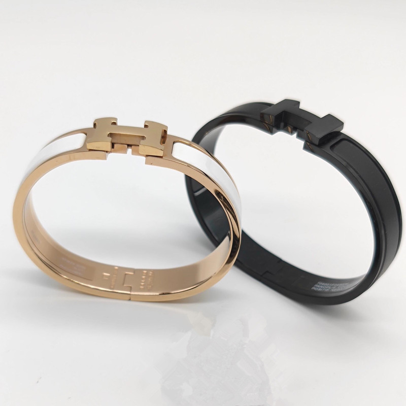 Aijia Clic Enamel H Bracelet Silver Thick Gold-Plated High-Quality Cnc Precision Multi-Color Matte Fashion Bracelet for Men and Women