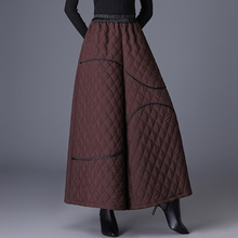 高品质气质中年女防寒保暖冬季羽绒棉裤新款时尚大摆裙裤阔腿长裤
