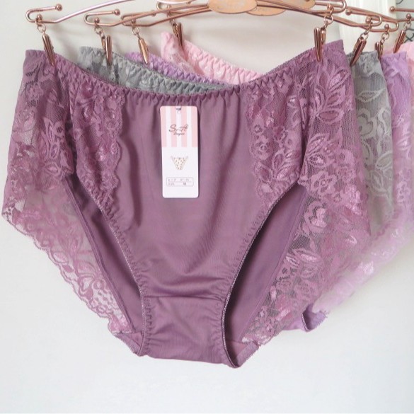 S016 Long-Term Supply of Large Size Milk Silk Fabric Lace Women's Briefs