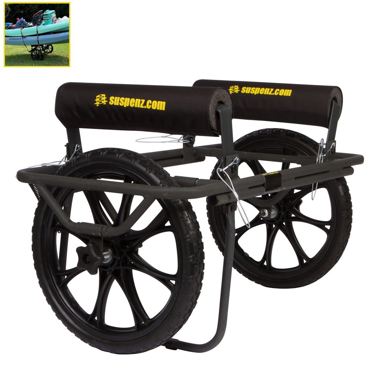 Kayak Canoe Transport Cart, All-Terrain Heavy-Duty Cart, with Airless Flat Wheels and Kickstand