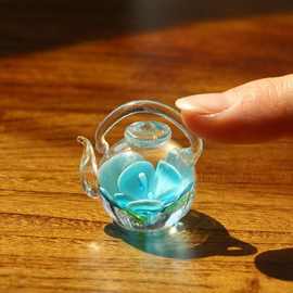 创意玻璃手工艺品淄博特产琉璃摆件迷你小茶壶茶宠造景送朋友礼物