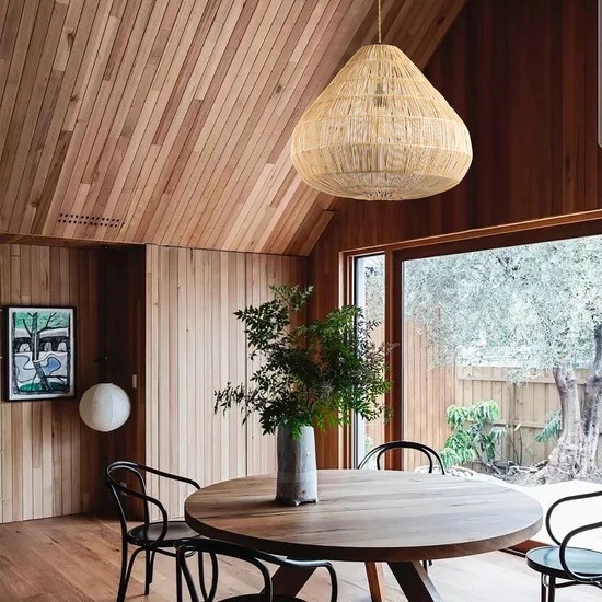 Ovejas de madera araña de ratán Estilo nórdico japonés retro cama y desayuno dormitorio americano olla caliente restaurante estilo tranquilo salón comedor