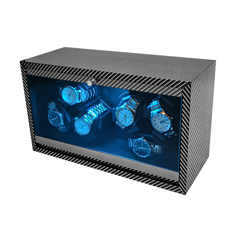 Madera con patrón de nogal negro, 6 metros, agitador automático, 2 juegos, 3 metros, caja de reloj mecánica eléctrica con estampado de carbono