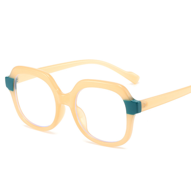 Gafas INS de alto grado marco cuadrado costura contraste color anti-azul gafas de luz Marco de las mujeres nuevas gafas lisas TR90 europeas y americanas