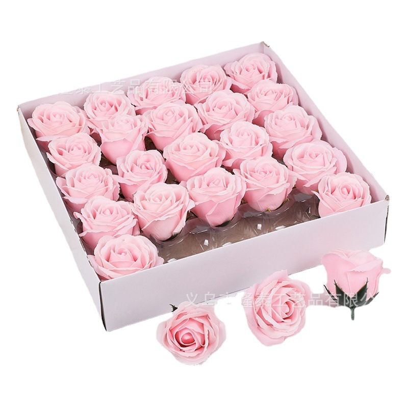 Regalo de San Valentín Caja de regalo de flor de jabón de cinco capas con base rosa ramo decorado a mano flor de jabón al por mayor