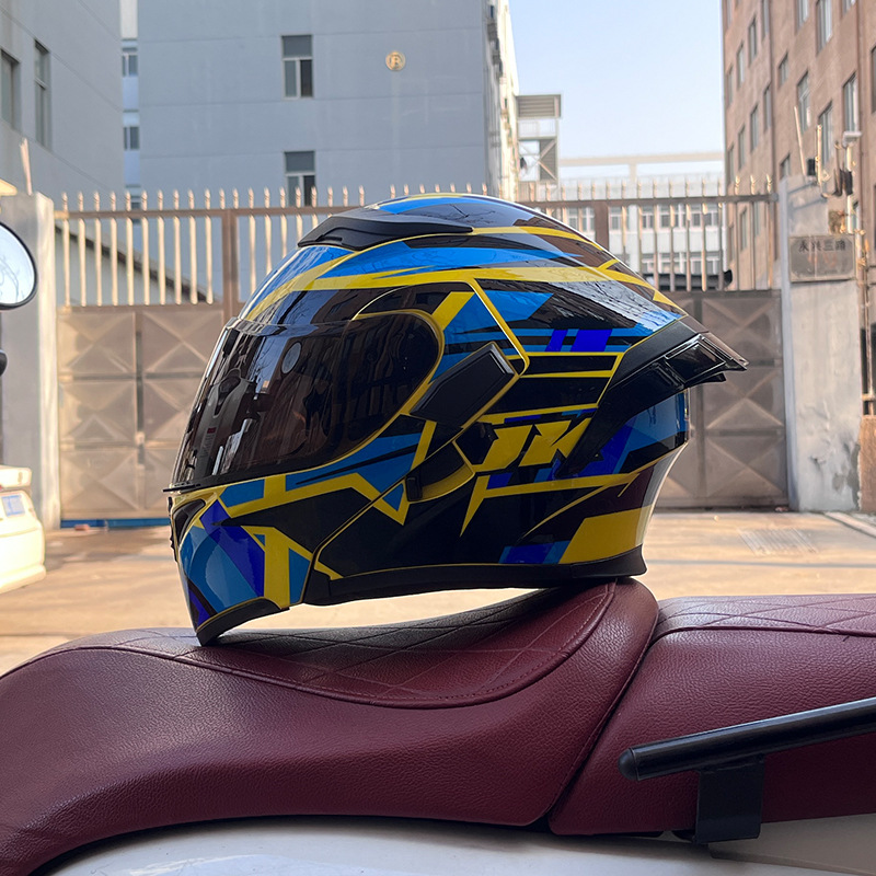 Cuatro estaciones coche eléctrico casco de seguridad cola grande superficie expuesta Jiekai 3C certificado casco de la motocicleta casco completo de la motocicleta de los hombres personalidad