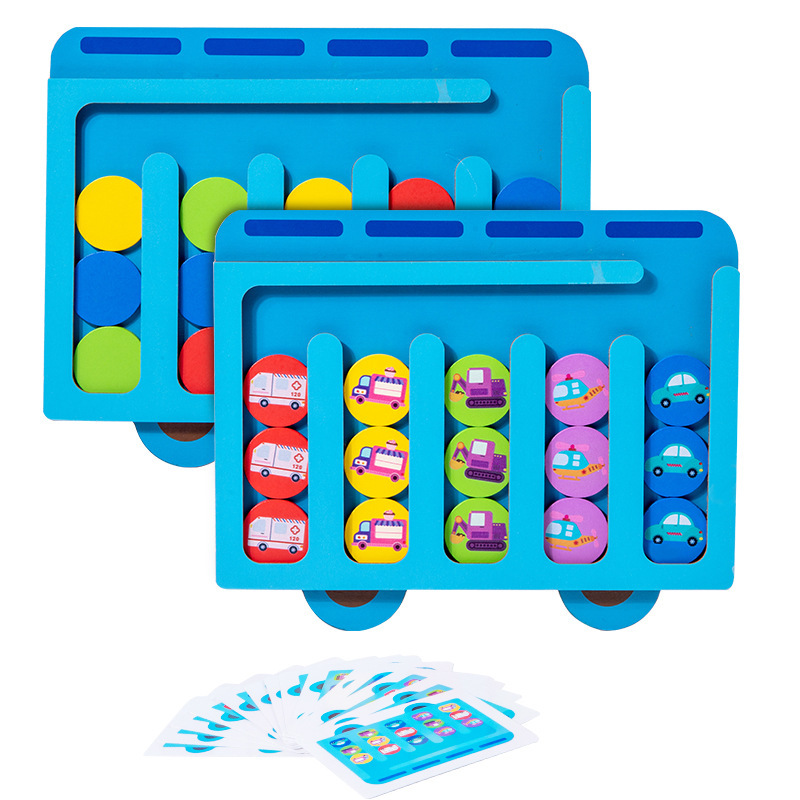 CPC tráfico de animales para niños de cuatro colores para caminar de doble cara juego de mesa pensamiento lógico entrenamiento juguetes educativos de madera