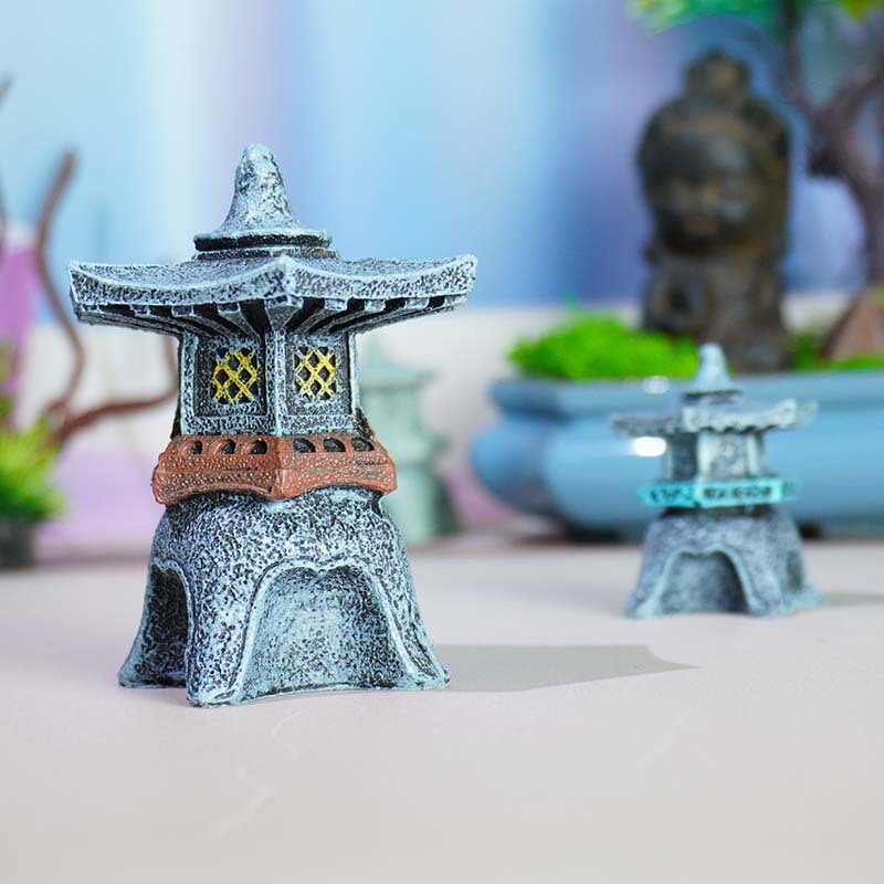 Linterna de piedra decoración de paisaje pecera paisajismo nueva lámpara de piedra de resina linterna de palacio accesorios antiguos linterna de piedra antigua