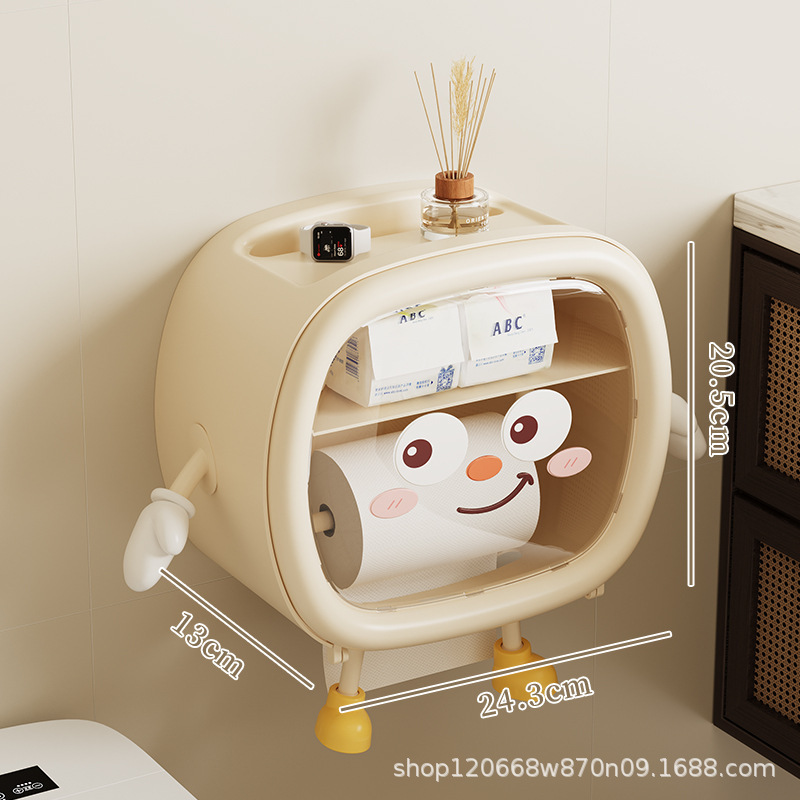 ティッシュボックス浴室トイレットペーパーボックス壁掛けパンチフリートイレクリエイティブ防水ティッシュボックストイレットペーパー収納ラック|undefined