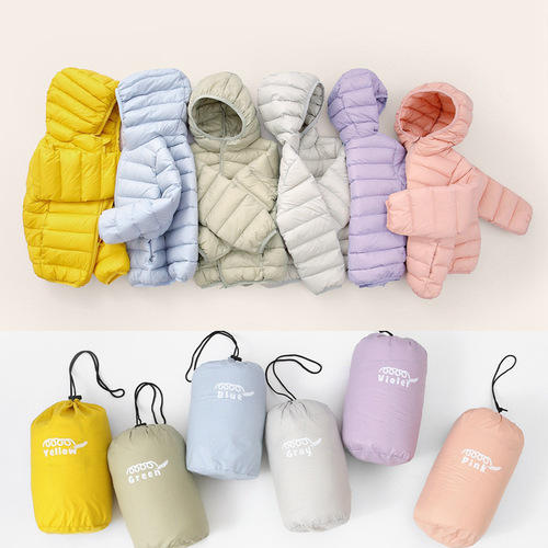 Children's lightweight 90% white duck down new national standard down jacket ultra-light ultra-high down travel stowable carrying bag