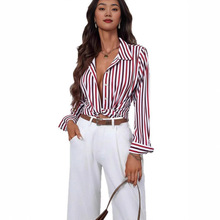 2025跨境欧美亚马逊夏季新款3D印花条纹翻领休闲长袖衬衫POD定 制