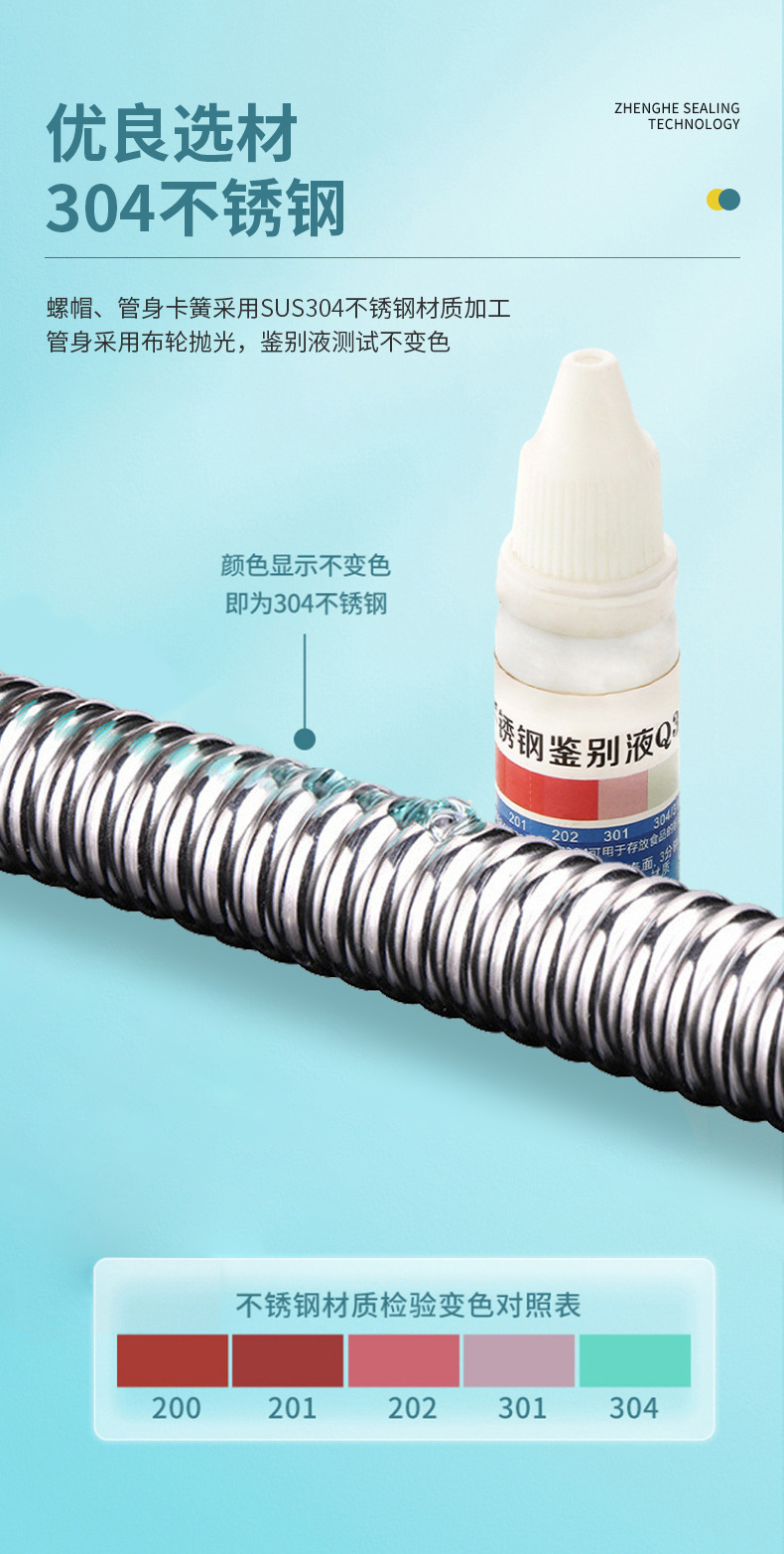 Modern and simple 304 stainless steel corrugated hose for kitchen, bathroom, toilet, water heater and hot and cold water undefined
