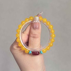 新しい中国風エスニックスタイル黄色瑪瑙ミックスバレルビーズブレスレット卸売シングルサークル文学ブレスレット風景文化クリエイティブホットセール