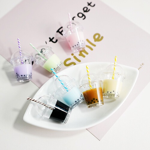 Three-dimensional simulation mini food toy ornaments milk tea drink cup cream mobile phone case pendant resin accessories