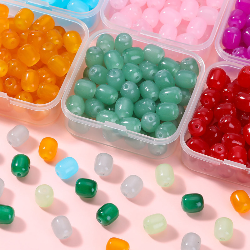 Colored Oval Glass Imitation Jade Jujube Beads Loose Beads Handmade DIY Jewelry Accessories Bracelet Necklace Beading Material