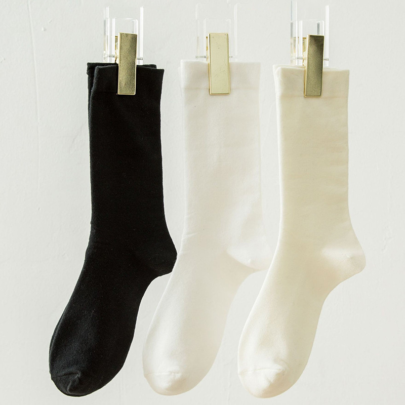 Maternity Socks for Women, Mid-Calf White Slouch Socks, Pure Cotton Socks for Women, Trendy Ins Style Student Socks, Spring, Autumn, and Winter Black Long Socks