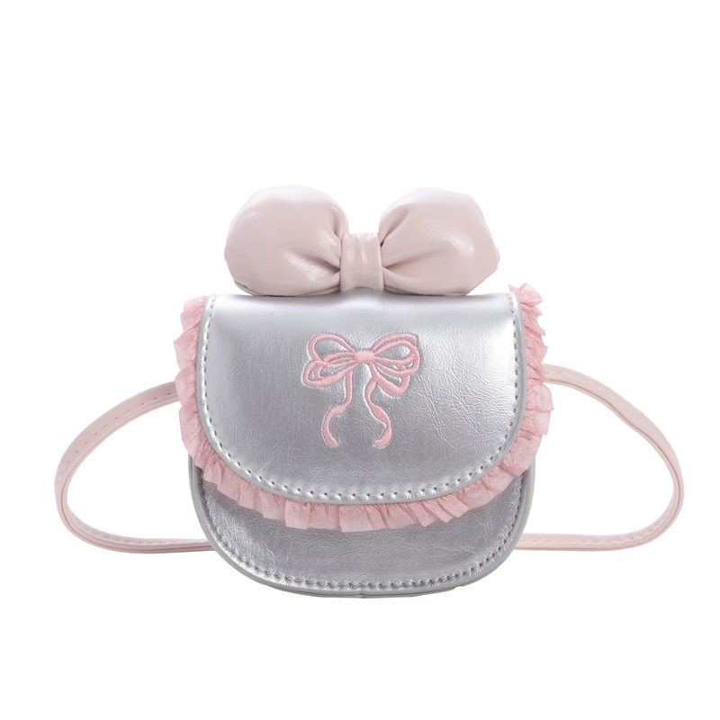 Mochila de moda extranjera de arco de niñas, mini lindos mochilas de bebé, bolsas de encaje dulces para niños