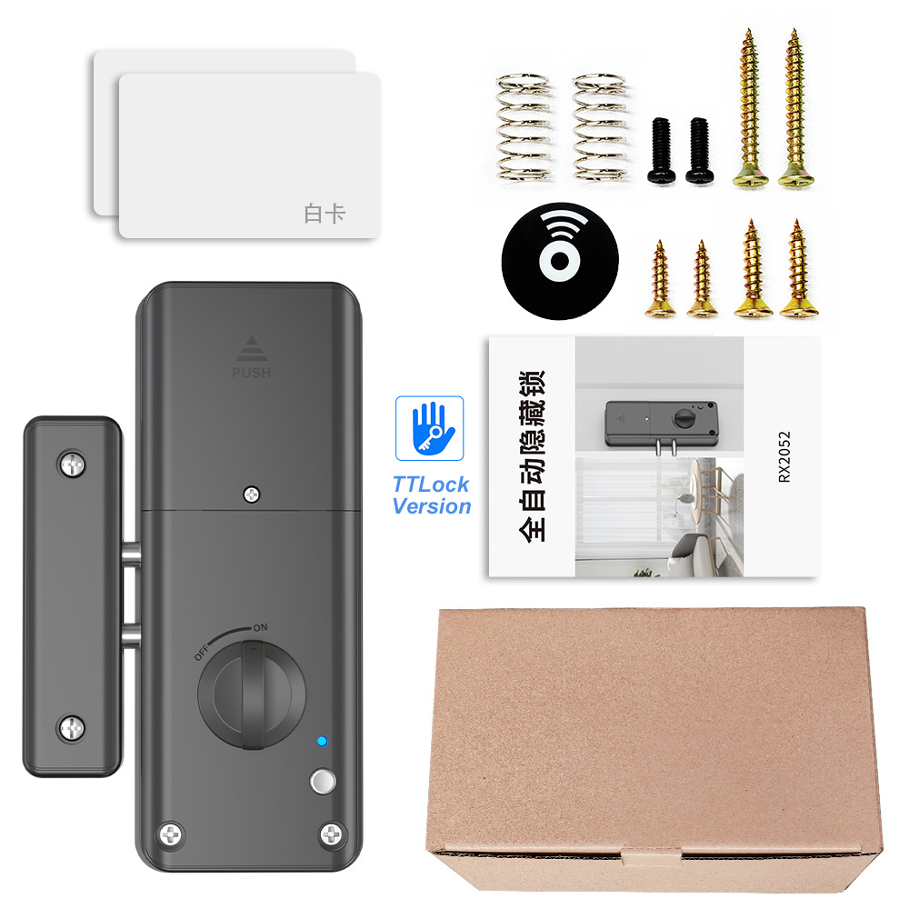 Tuya cerradura de puerta invisible puerta de madera interior sin perforación cerradura electrónica TT Bluetooth WeChat applet bloqueo de pase bloqueo de tarjeta de crédito