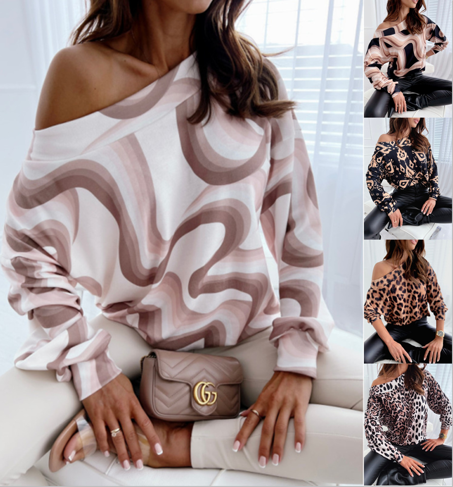Women's Hoodie Long Sleeve Blouses Printing Fashion Stripe Leopard display picture 1