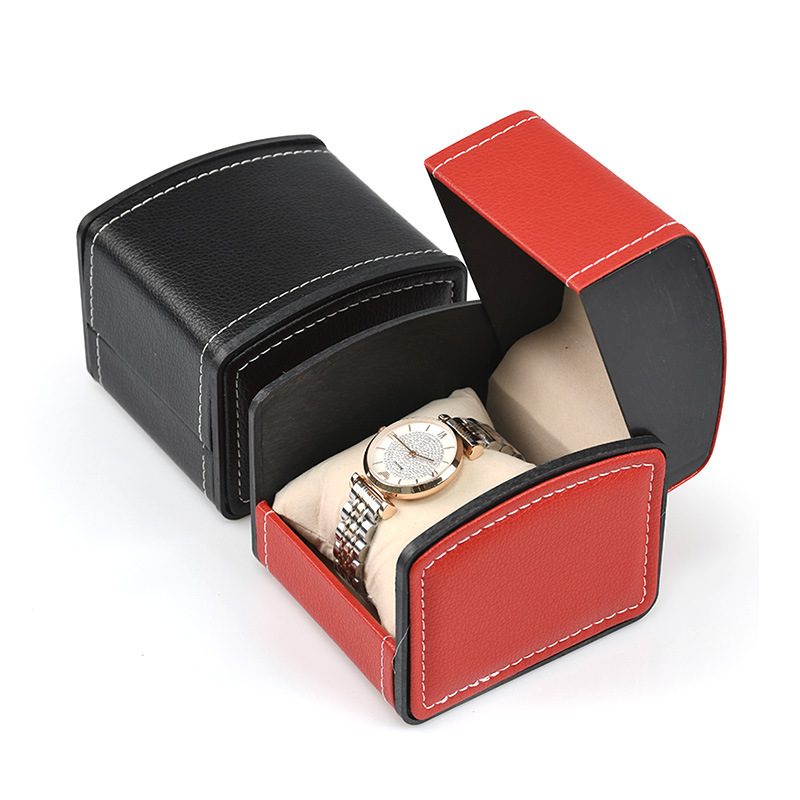Fabricante al por mayor caja de relojes caja de regalo embalaje spot redonda pu cuero flip caja de almacenamiento caja de relojes