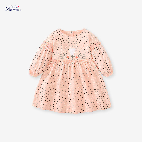 Little maven new European and American children's dress autumn long-sleeved children's princess dress pure cotton casual children's dress