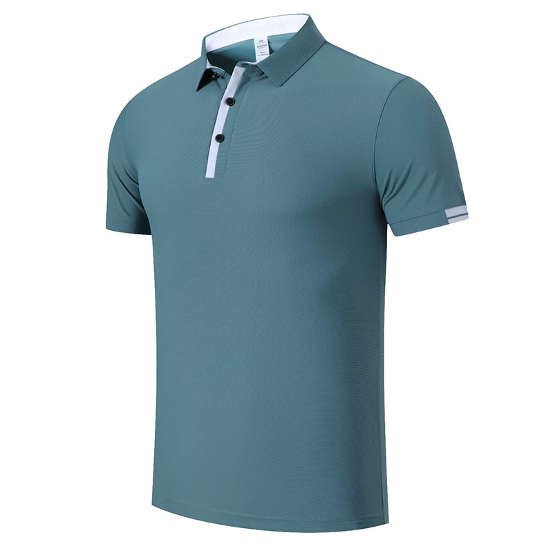 Cross-Border Amazon Classy Short-Sleeved Sports T-Shirt Men's Lapel Polo Shirt Quick-Drying Running Fitness Top Work Clothes