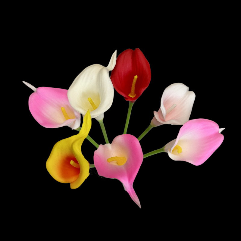 Flor artificial pu mini Calla Lily boda fotografía decoración del hogar mano-sensación flor falsa flor transfronteriza fábrica al por mayor