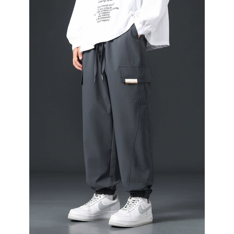 Темно-серая американская модная мужская брюки 2023 новые брюки свободные дикие широкие ноги приливные повседневные брюки