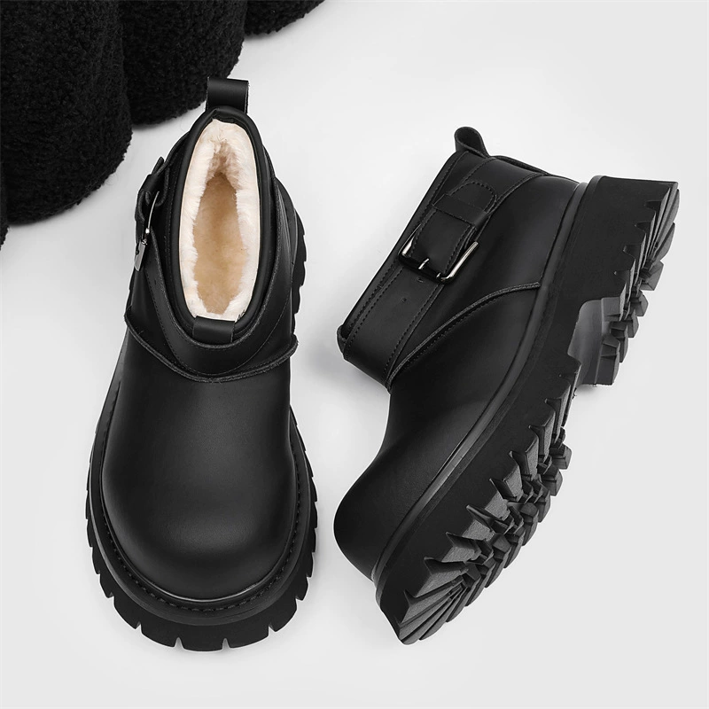 Толстые сапоги 2024 зимние новые микки большие головы мужские туфли с бархатом толстые и холодостойкие пары увеличивают снежные сапоги