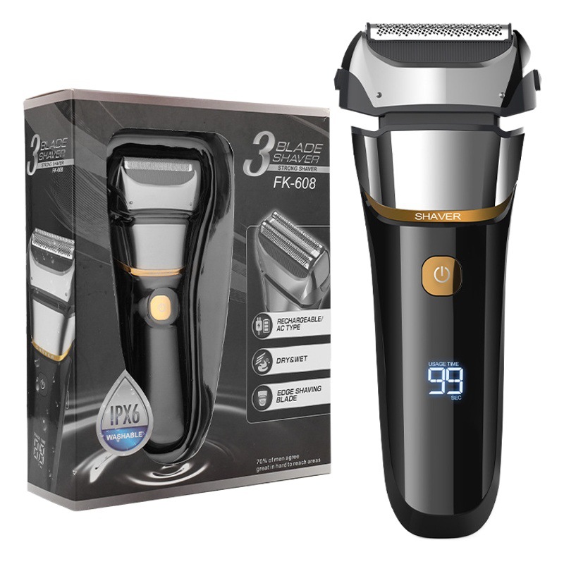 Nuevos hombres máquina de afeitar eléctrica lavada LCD pantalla digital USB recargable hogar barba cuchillo transfronterizo