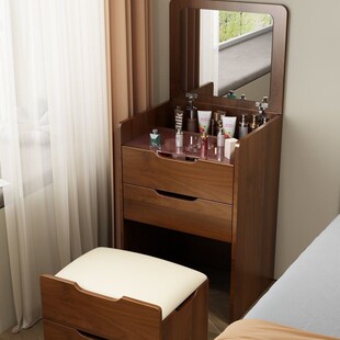 Solid Wood Dressing Table Small Bedside Storage Cabinet Modern Simple Small Apartment Folding Dressing Table Bedside Makeup Table