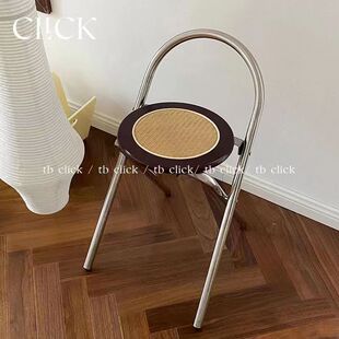 Vintage Designer Dining Chair for Home, Bedroom, Simple Internet Celebrity Photo Shoot, Light Luxury Armchair, French-Style Backrest, Foldable Chair